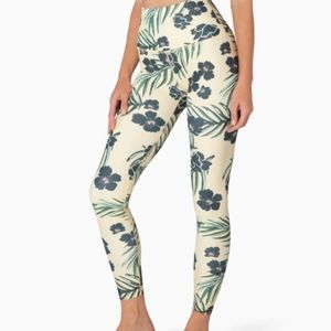Beyond yoga  light yellow Olympus high waisted floral, tropical  legging…
